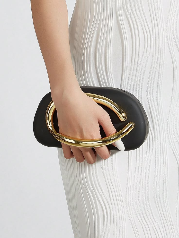 Sheeva Metallic Handle Box Clutch Bag