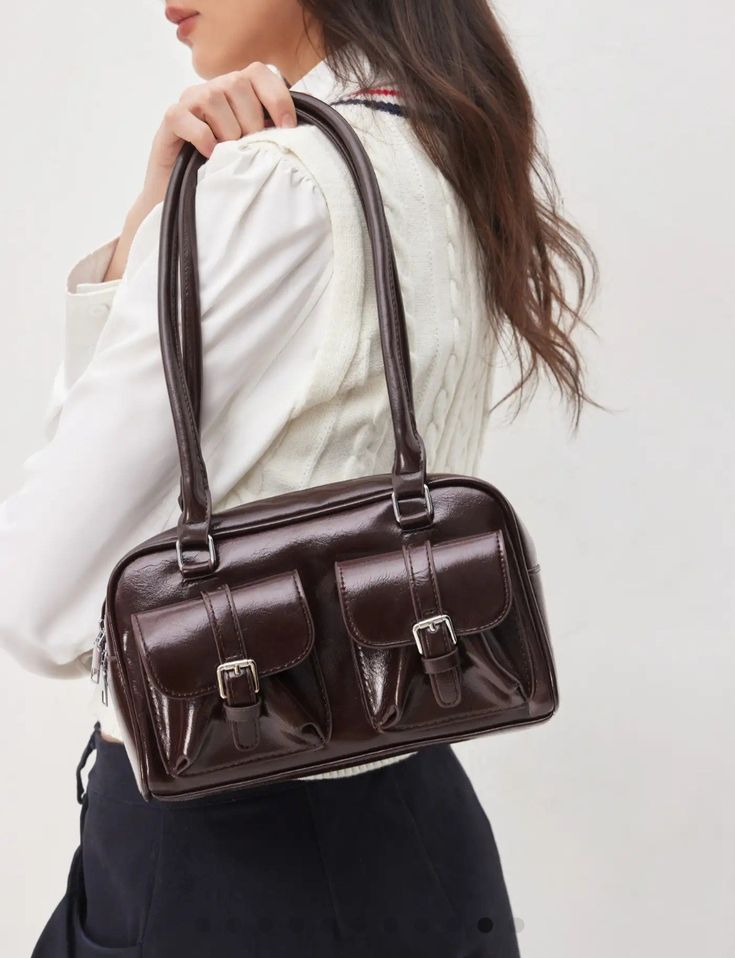 Sheeva etro Double Pocket Boston Bag with Long Shoulder Straps