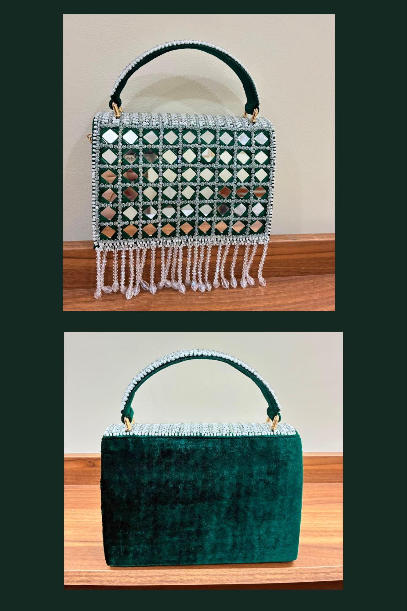 Sheeva mirror Velvet Pearl Handle Bridal Bag