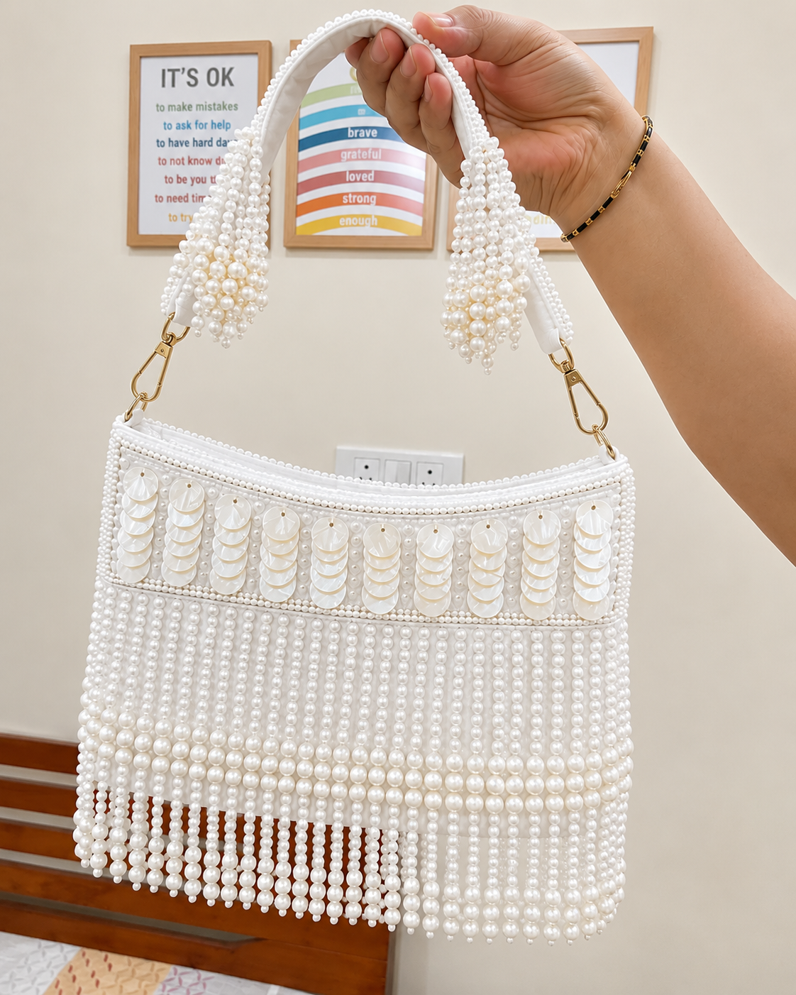 Sheeva Pearl Beaded Shoulder Bag