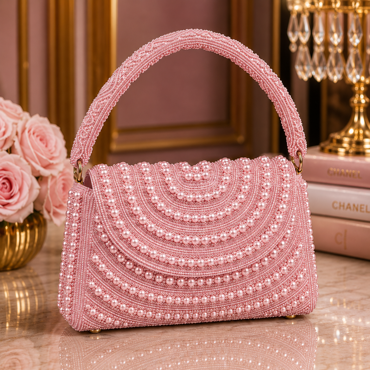 Sheeva Golden Zardozi Beaded Clutch