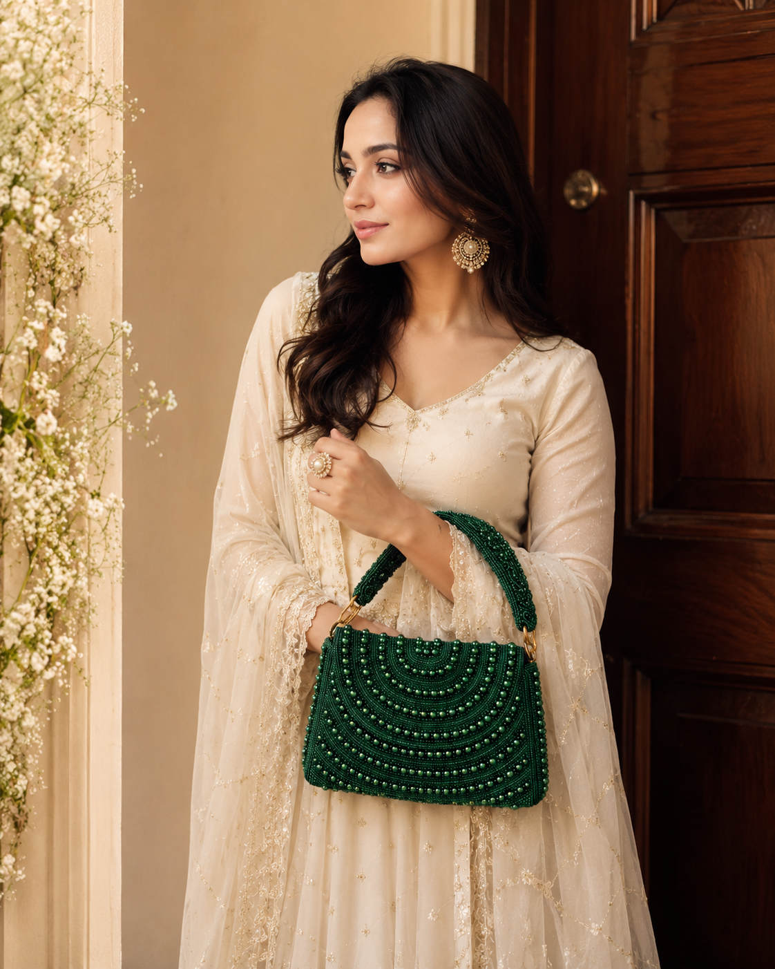 Sheeva Golden Zardozi Beaded Clutch