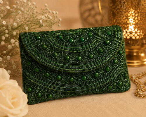Sheeva Beaded Flap Clutch