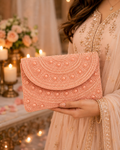 Sheeva Handcrafted Beaded Flap Clutch Bag