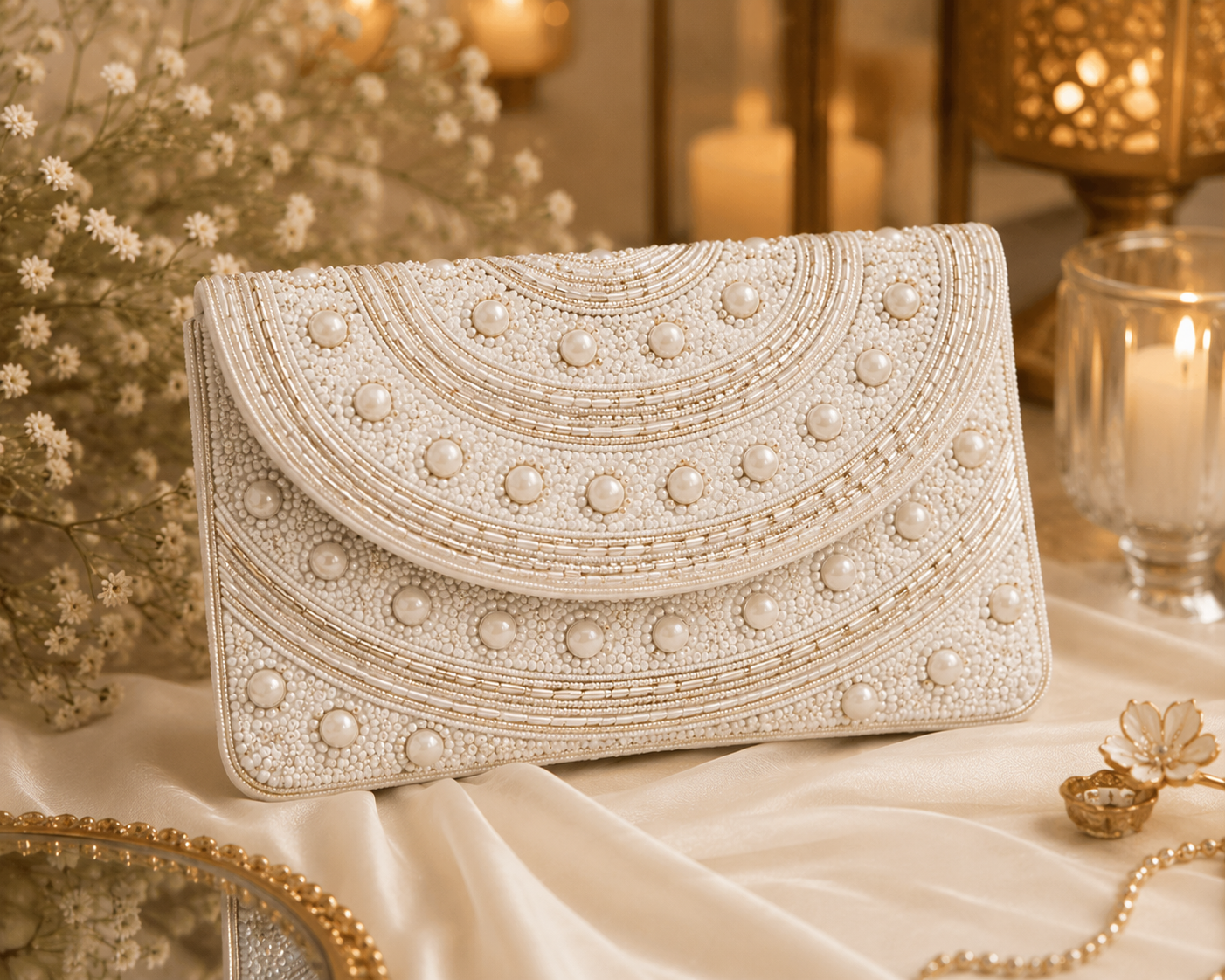 Sheeva Beaded Flap Clutch