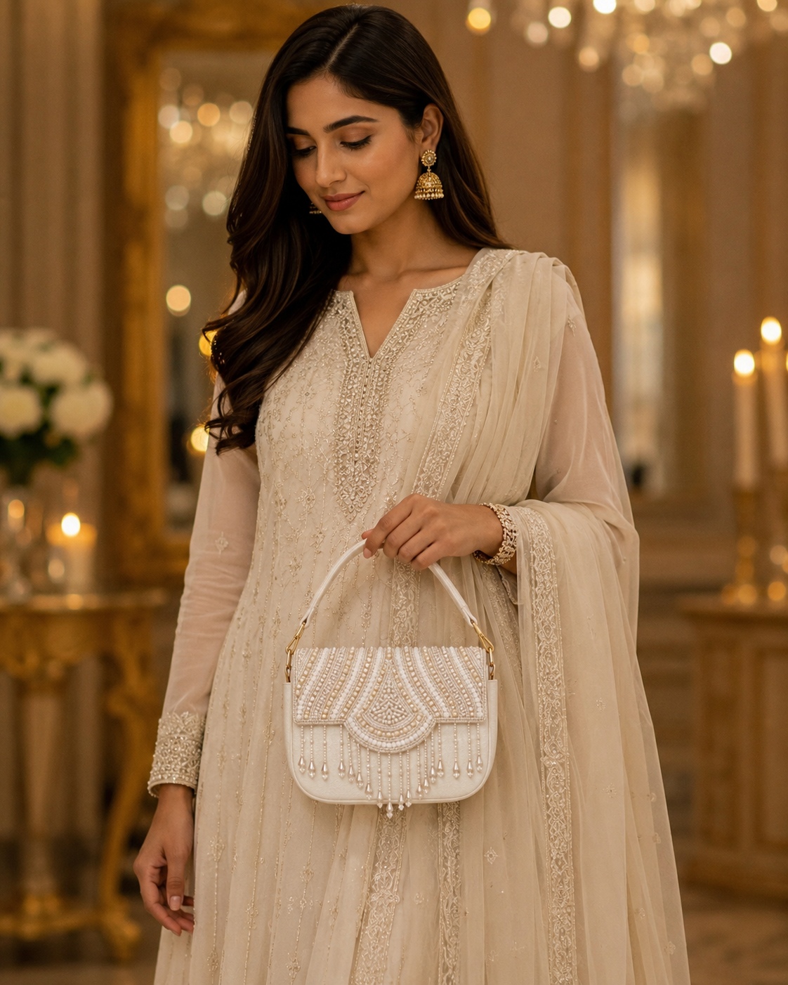 Sheeva Ruby Royale Beaded Handbag