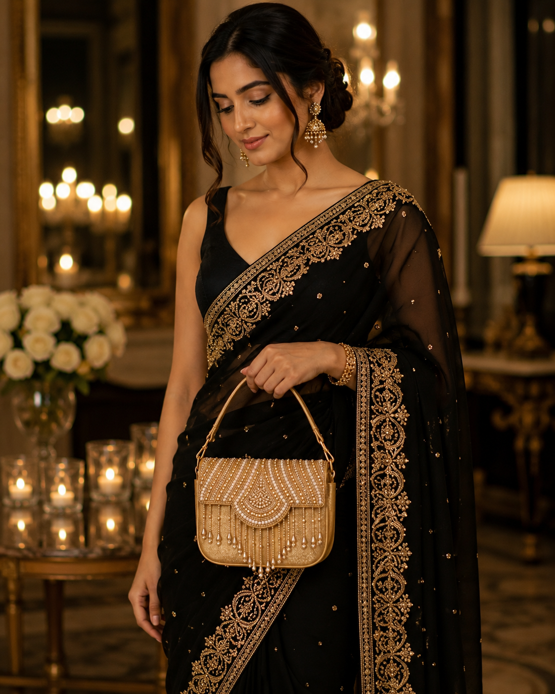 Sheeva Ruby Royale Beaded Handbag