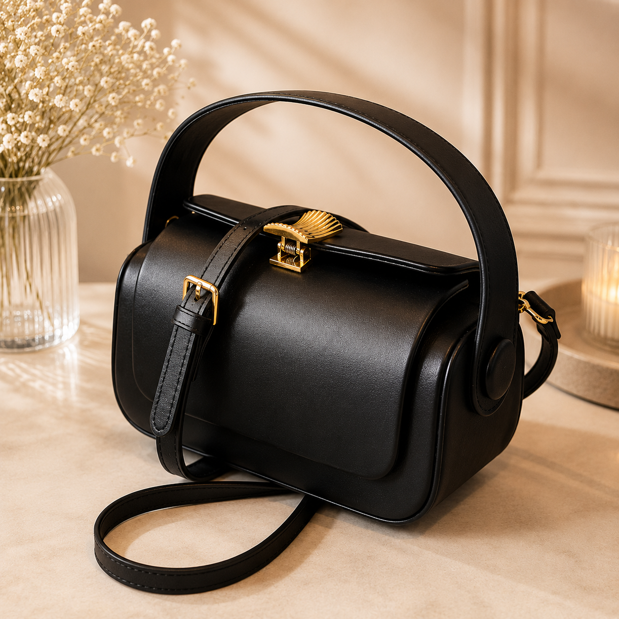Sheeva Textured Canvas Barrel Bag