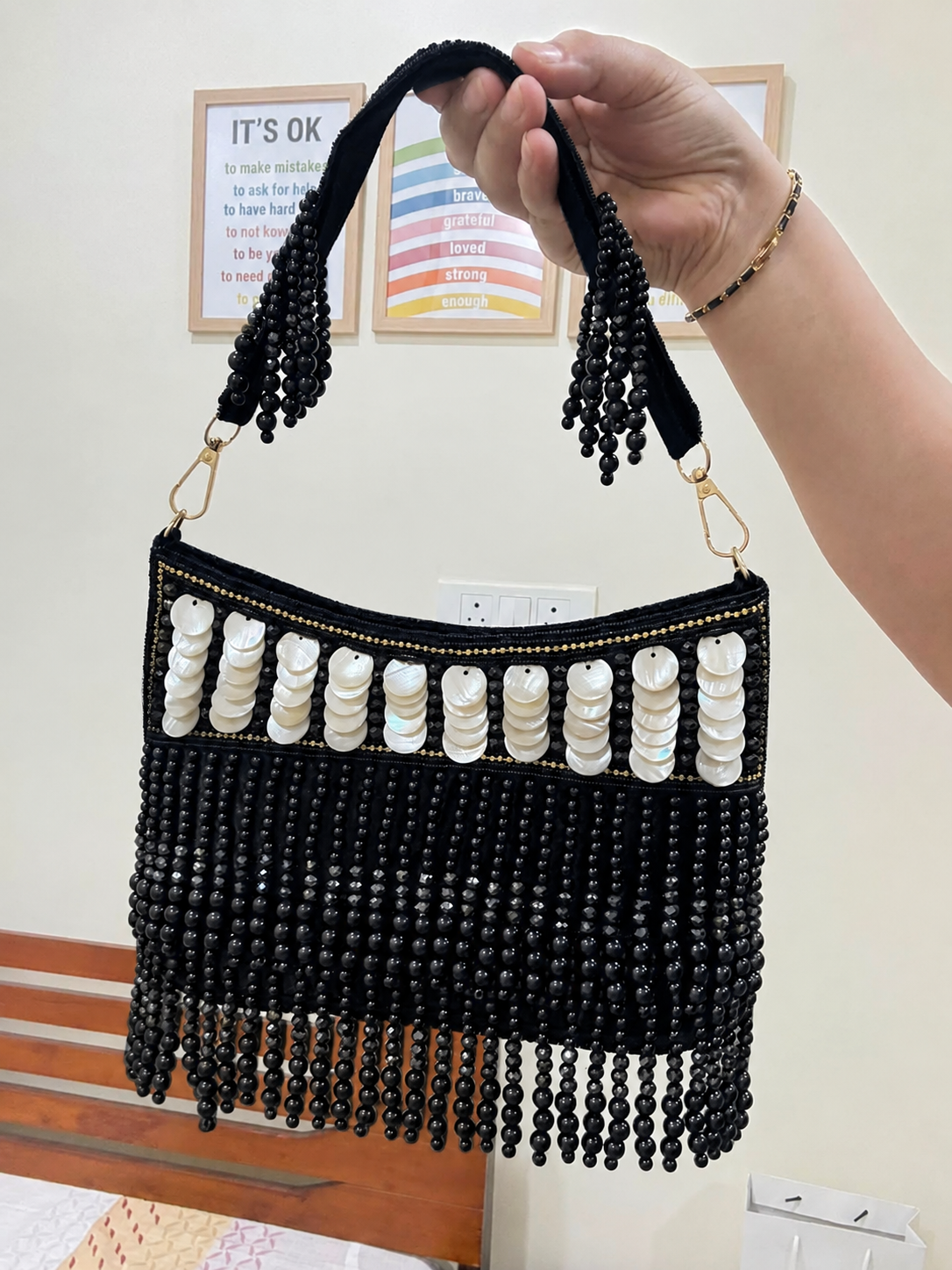 Sheeva Pearl Beaded Shoulder Bag