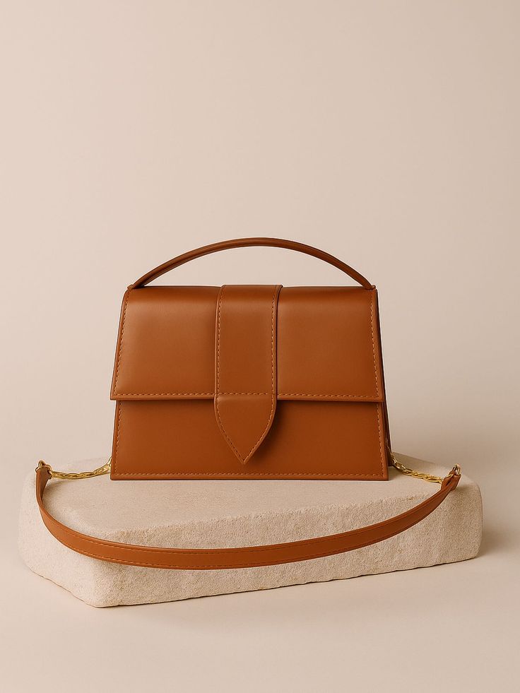 Sheeva Minimalist Flap Shoulder Bag with Pointed Strap