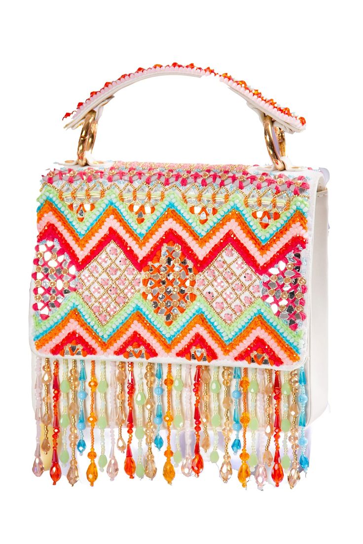 Sheeva Crystal Embellished Flap Bag with Statement Tassel Fringe