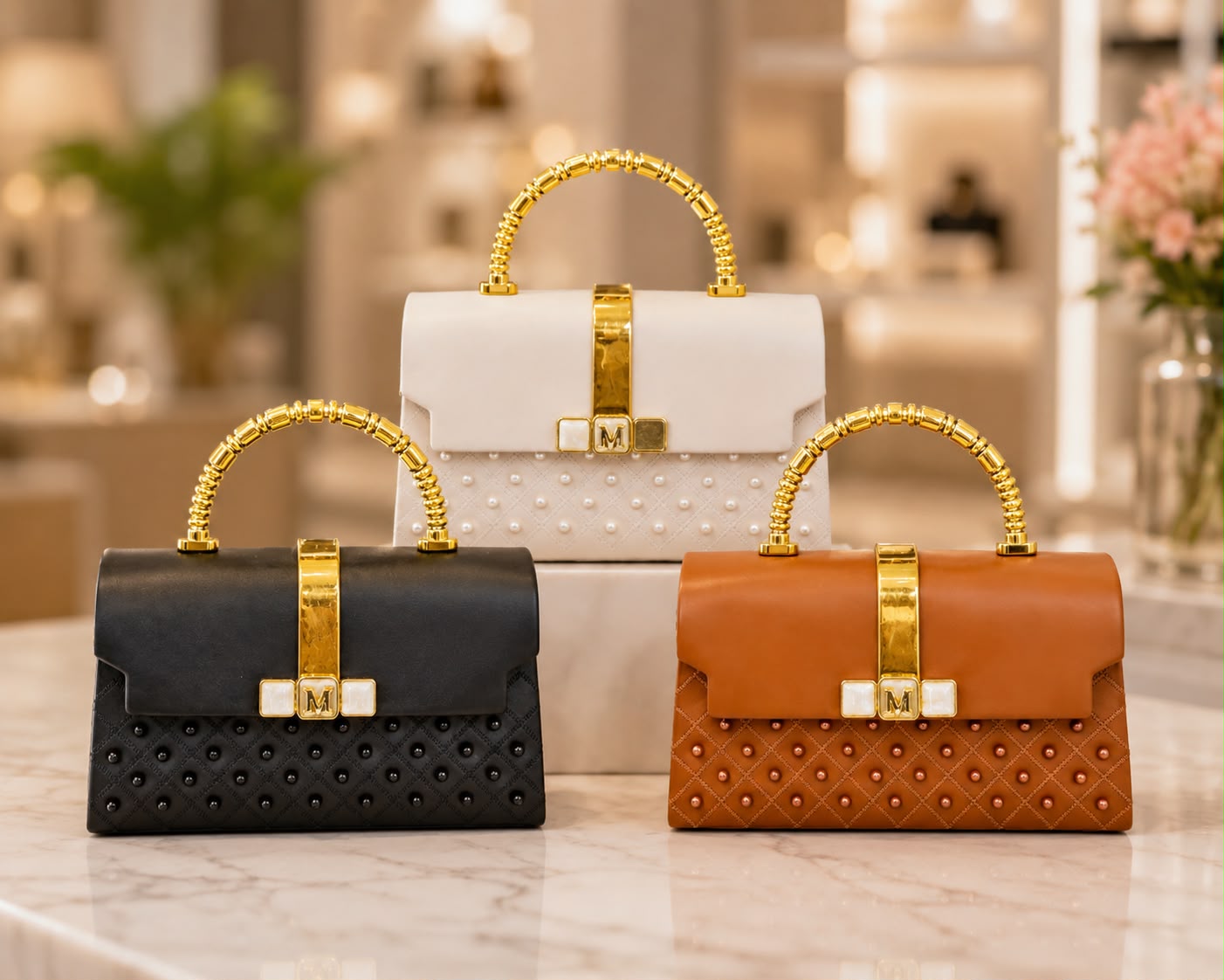 Sheeva Studded Top Handle Handbag