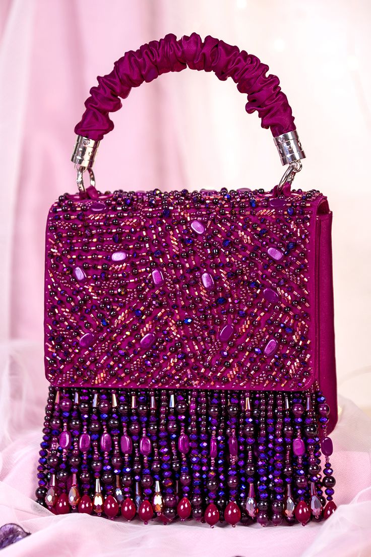 Sheeva Crystal Embellished Flap Bag with Statement Tassel Fringe